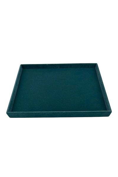 MeGass Dekor Domestic Production Suede Fabric Green Color 34/24 Cm Jewelry Serving Presentation Table