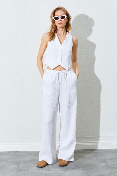 TENA Women's Ecru Vest and Trousers Suit