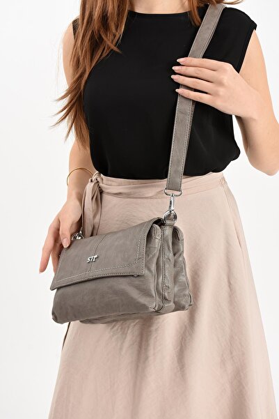 H&D COLLECTİON Faux Leather Shoulder Bag Gray (Model: 571-13-17m)