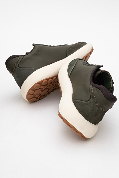 MARCOMEN Men's Thick Sole Sneaker Real Leather (Mc 21257 Khaki)