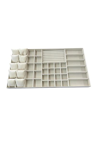 MeGass Dekor Εγχώριας παραγωγής Suede Fabric Cream Color 70/38 cm Συρταριέρα Κοσμήματα Organizer