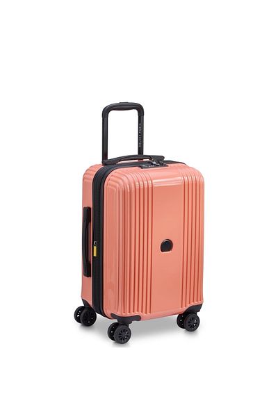 Delsey Ophelie 55cm Hardcase Expandable 4 Double Wheel Cabin Luggage Trolley Coral Pink - Glossy