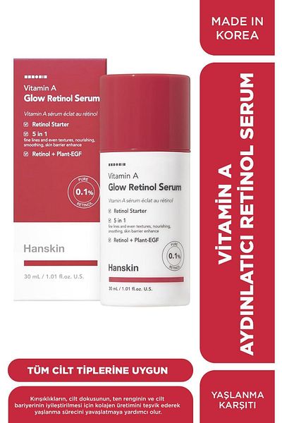 Hanskin Vitamin A Glow Retinol Serum - Anti-Aging, Tone Equalizing and Brightening - 30 Ml