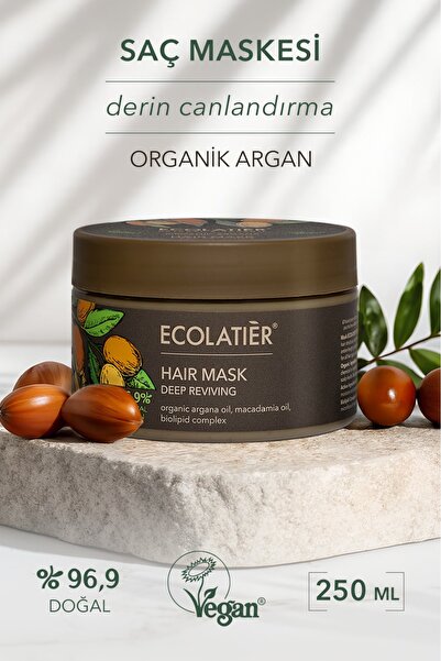 ECOLATIER تأثير تقوية الأرغان اللامع للشعر الضعيف 250 مل - قناع تنشيط عميق للشعر