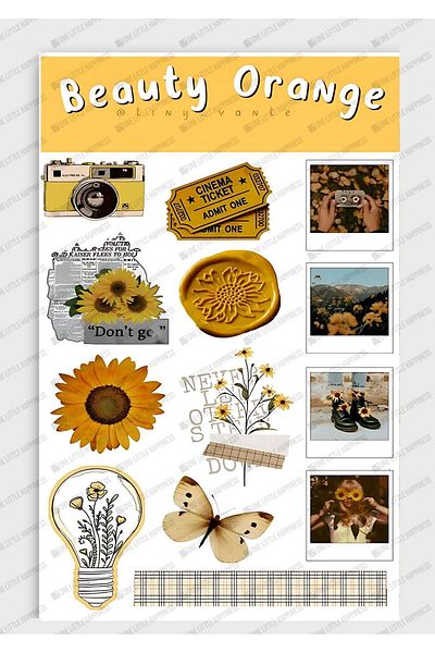 One Little Happiness Vintage Sticker Set Suitable for Planner Agenda Bullet Journal
