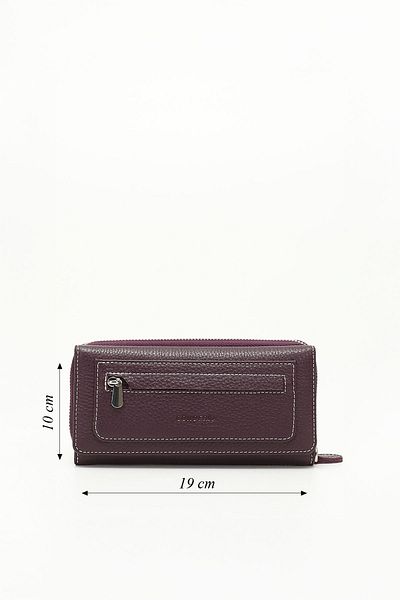 GÖNDERİ(R) Women's Plum Anthracite Horizontal Genuine Leather Wallet