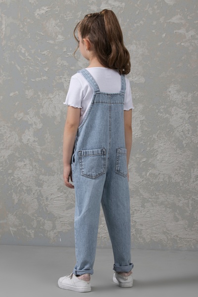 DMB BOYS & GIRLS Ayarlanabilir Askılı Pamuklu Denim Salopet Kız Çocuk Kot Tulum