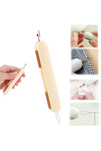 EleganTShoP İlmek Kesici ve İğneye İplik Gecirici NJ-012 Kahve