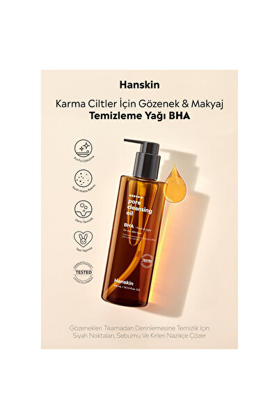 Hanskin Pore Cleansing Oil Bha – Karma Ve Yağlı Ciltler Için Gözenek / Makyaj Temizleme Yağı [300ml]