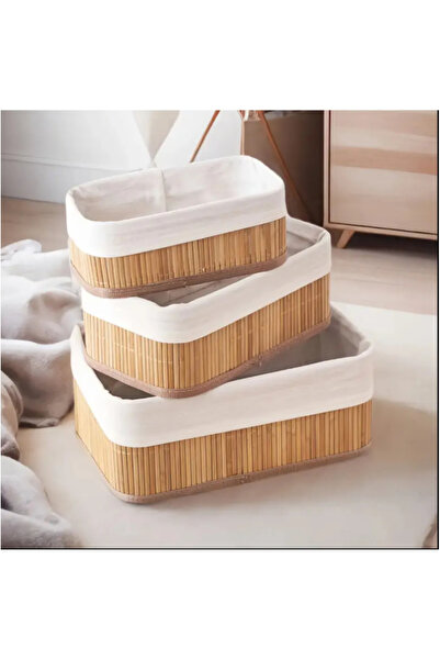 AYGÖREN HOME Σετ 3 Καλάθια Μπαμπού / Σετ Καλάθι Μπαμπού πολλαπλών χρήσεων