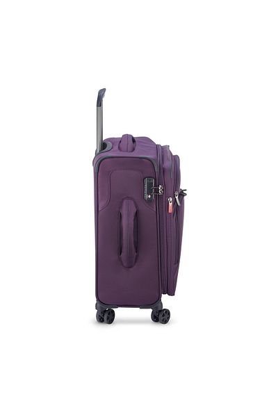 Delsey Optimax Lite 55cm Hardcase Expandable 4 Double Wheel Cabin Luggage Trolley Purple