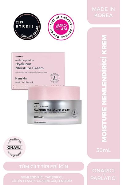 Hanskin Hyaluron Moisture Cream - 50 Ml Moisturizing Cream, Suitable for All Skin Types