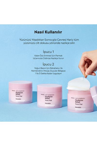 Hanskin Hyaluron Relief 210ml Toner Pad - Relaxing, Moisturizing and Soothing (60 PCs)