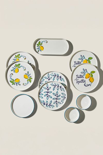 Nehir Sour Lemon 15 Piece Ceramic Breakfast Set for 6 People