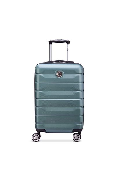 Delsey Air Armour 55cm Hardcase Expandable 4 Double Wheel Cabin Luggage Trolley Green