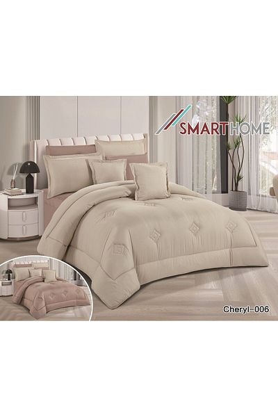 smart home Double Duvet Set, 8-Piece Microfiber Bedspread, King Size, 240x260cm, Yellow