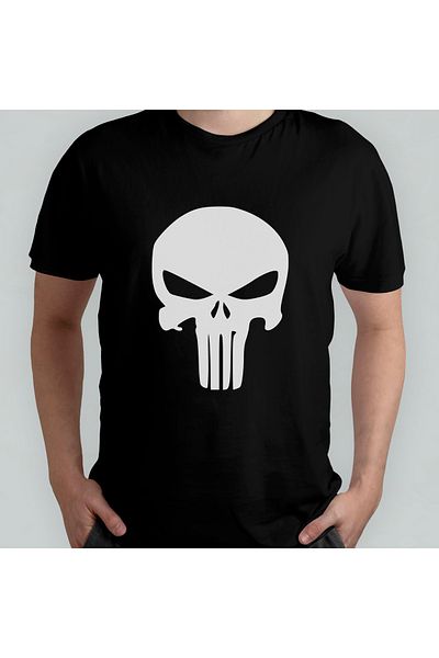 Pixxa The Punisher Unisex 100% βαμβακερό μπλουζάκι με λαιμόκοψη μοντέλο 3