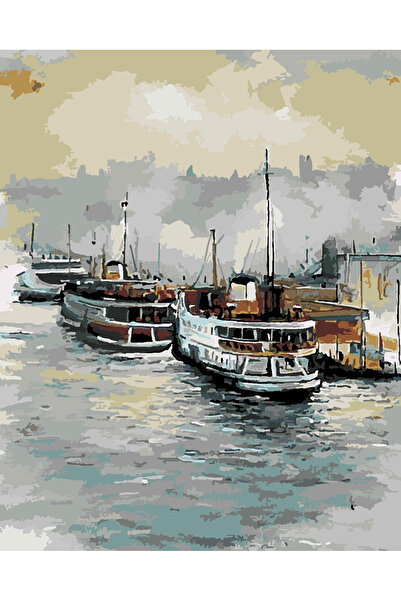 wombhobby BOĞAZDAKİ GEMİLER Sayılarla Boyama Seti 40x50 Çerçeveli (Kasnağa ) ...