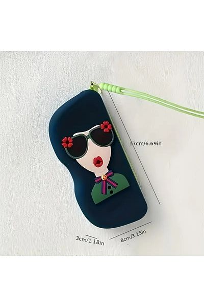 GlassySKY Husă drăguță pentru ochelari cu geantă din silicon care poate fi atârnată, practică, ușor de transportat și accesat, accesoriu de vară la modă
