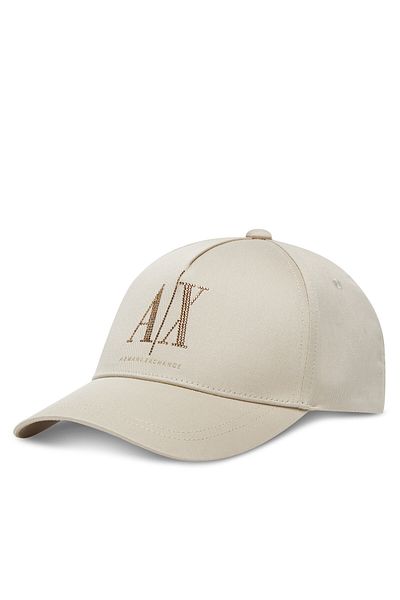 Armani Exchange Women's 100% Cotton Embroidered Logo Pattern Adjustable Buckle Baseball Beige Sports Hat Xw 000957   Af1384