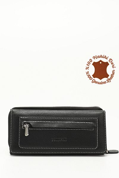 GÖNDERİ(R) BLACK ANTHRACITE Genuine Leather Women's Wallet 06134