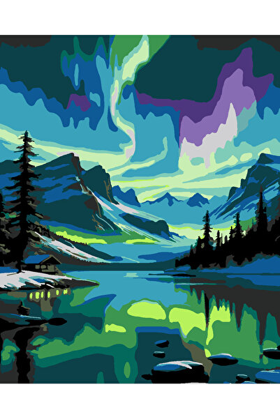 wombhobby KUZEY IŞIKLARI Sayılarla Boyama Seti 40x50 Çerçevesiz RULO ( Kasnak...