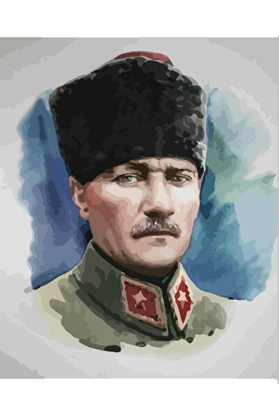 wombhobby ATATÜRK 2 Sayılarla Boyama Seti 40x50 Çerçevesiz RULO ( Kasnaksız )