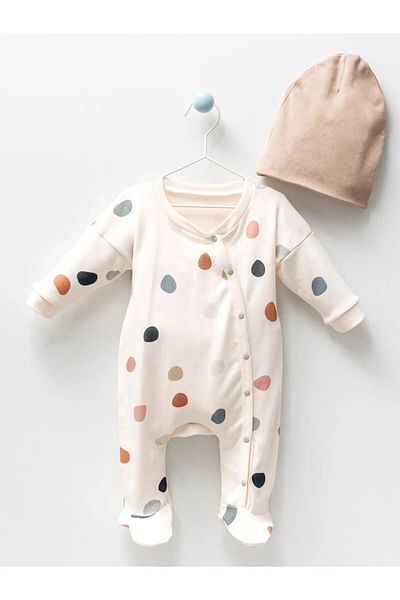 limebabies Newborn Natural Pastel Patterned 2-Piece Baby Rompers Set