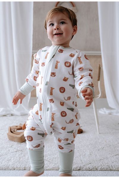 Lollie Baby&Kids Baby Sleeping Bag Safari Animals Motif 1.0 Tog Modal Cotton