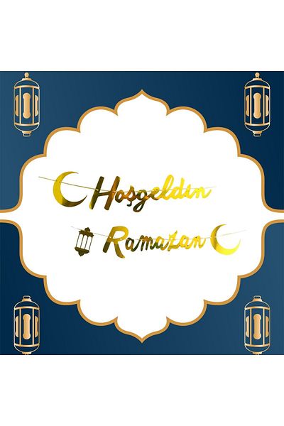 Organizasyon Pazarı Καλωσορίσατε Ραμαζάνι Γραπτό Μεταλλικό Χρυσό Στολίδι Πανό με κορδόνι σε χρυσό χρώμα Eid al-Fitr