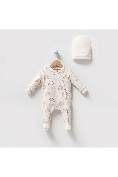 limebabies طقم رومبير للأطفال بنقشة الباستيل الطبيعية مكون من قطعتين (3-6 أشهر)