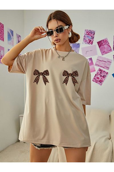 SUNFREE TREND POPULAR PANGILURI LEOPARD IMPRIMATE TRICOU FEMEIE LARGI