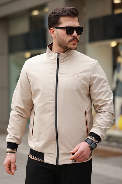 ixir Palton și jachetă sezonieră pentru bărbați, broderie, cremă