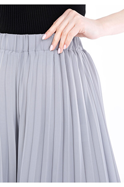 Guzella Pleated Chiffon Elastic Wide Palazzo Skirt-Pants