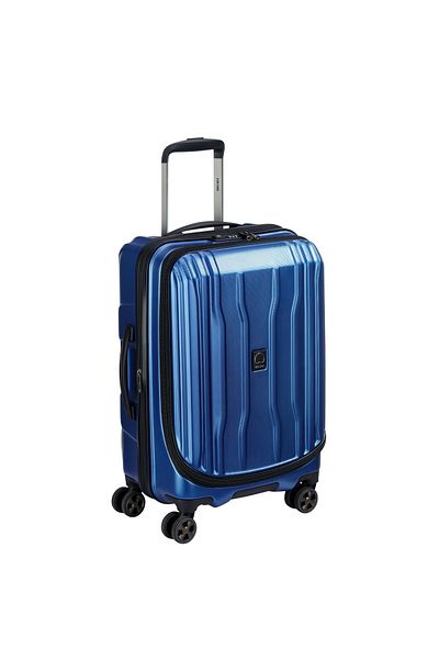 Delsey Cruise 2.0 58cm Hardcase Expandable 4 Double Wheel Cabin Luggage Trolley Blue