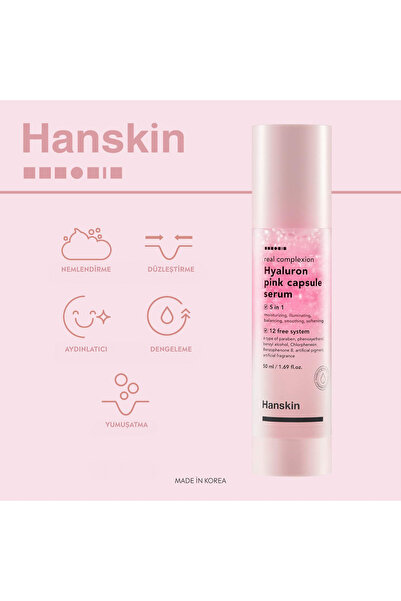 Hanskin Hyaluron Pink Capsule Serum-pembe Yağ Kapsüllü Serum-(NEMLENDİRİR,PÜRÜZSÜZLEŞTİRİR) [50 ml ]