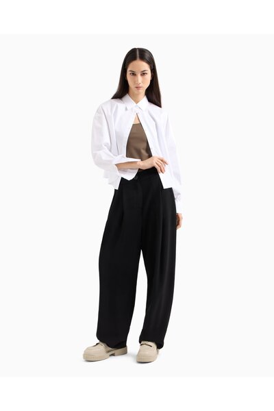 Armani Exchange Women's Toilet Fabric Ax Logo Embroidered Brown T-Shirt