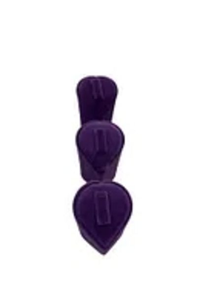 MeGass Dekor Domestic Production Heart Model Suede Fabric Purple Color Triple Set Ring Display Accessory