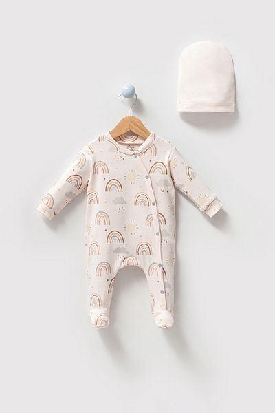 limebabies طقم رومبير للأطفال بنقشة الباستيل الطبيعية مكون من قطعتين (3-6 أشهر)