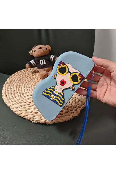 GlassySKY Husă drăguță pentru ochelari cu geantă din silicon care poate fi atârnată, practică, ușor de transportat și accesat, accesoriu de vară la modă