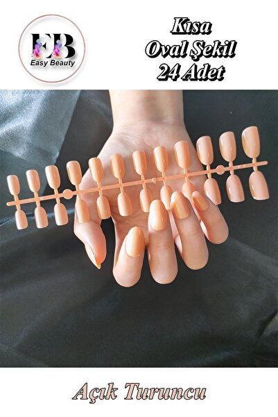 Easy Beauty 24 Adet Renkli Oval Kısa Takma Tırnak Seti 3 Alana Yapıştırıcı 6 ...