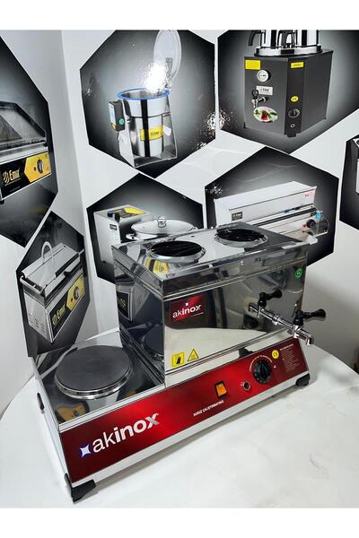 Emir Endüstriyel Mutfak Akinox Çift Demlikli Elektrikli Pleytli 20 Lt. Çay Kazanı- Çay Ocağı Otomatik Su Alma Özelliği