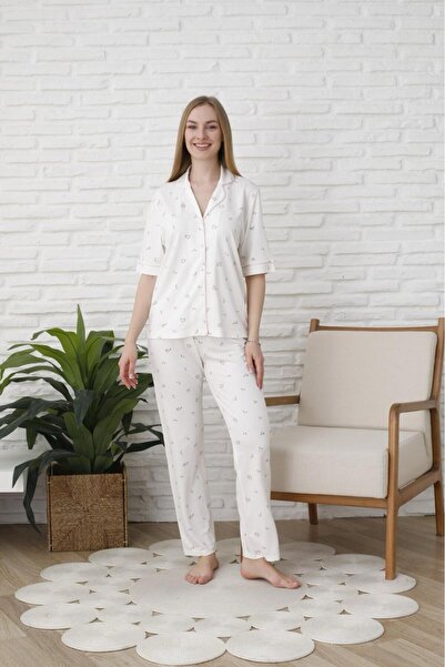 Espuar 773 Boxed Classic Short Sleeve Women's Shirt Pajama Set, Button-Down Viscose Pajama Set