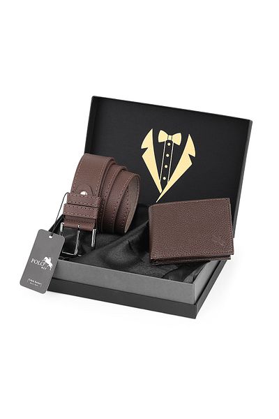 Polo Air Men's Kumer and Wallet Set - 2 Piece Groom Dowry Collection of Premium Classic