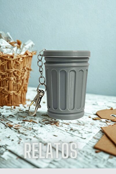 RELATOS Çöp Kovası Görünümlü Açılır Kapaklı Anahtarlık Çok Amaçlı Mini Saklam...