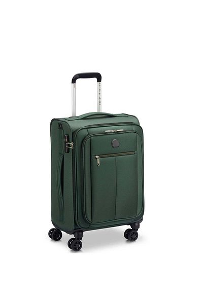 Delsey Pin Up 6 Softcase 55cm Expandable 4 Double Wheel Cabin Luggage Trolley Green