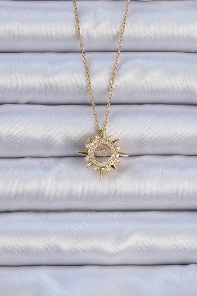 Skygo Gold Colored 316L Steel Zircon Stone Star Shining Necklace - Tj-Bko9083