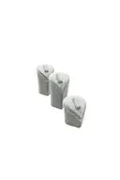 MeGass Dekor Domestic Production Heart Model Suede Fabric Gray Color Triple Set Ring Display Accessory