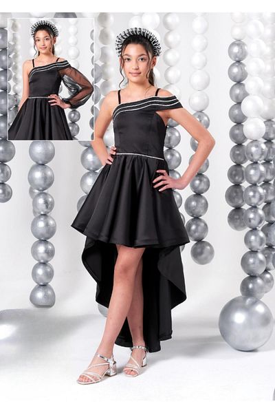 meneviş çocuk giyim Βραδινό φόρεμα Menevis One Shoulder Girl Satin Train_mnvs813