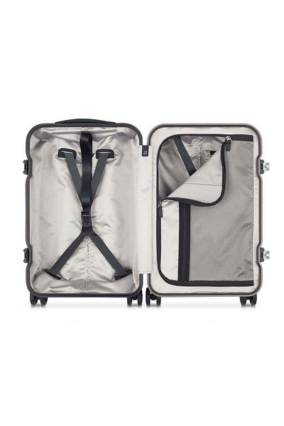 Peugeot Voyages 55cm Hardcase 4 Double Wheel Cabin Luggage Trolley Silver